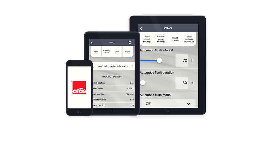 Приложение Oras App - это самый современный метод настройки и текущего контроля электронных смесителей Oras