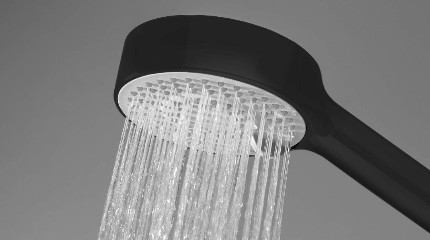 HANSABASICJET matt black hand shower with water-sacing ecoflow option